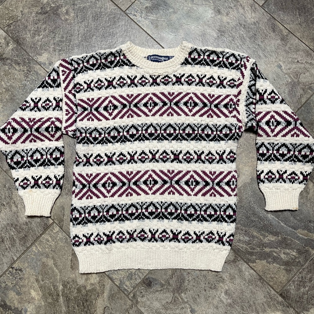 Vintage Scottish Isle Grandpa Sweater size Large